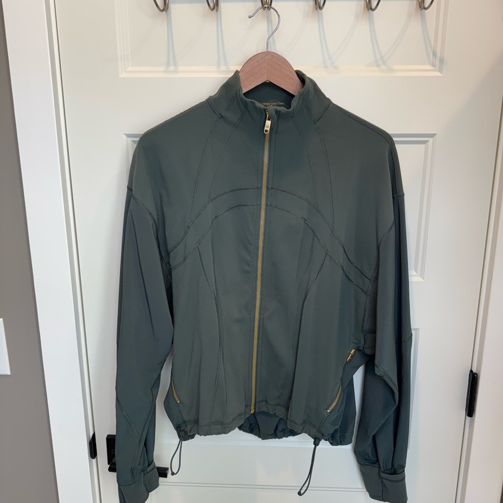 Lululemon Define Relaxed-fit Luon Jacket - dark forest with gold zip and details